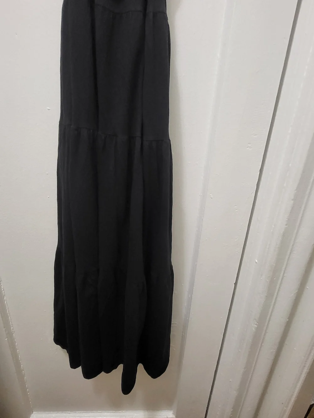 J. Crew Black Tiered Tie-Waist Maxi Dress